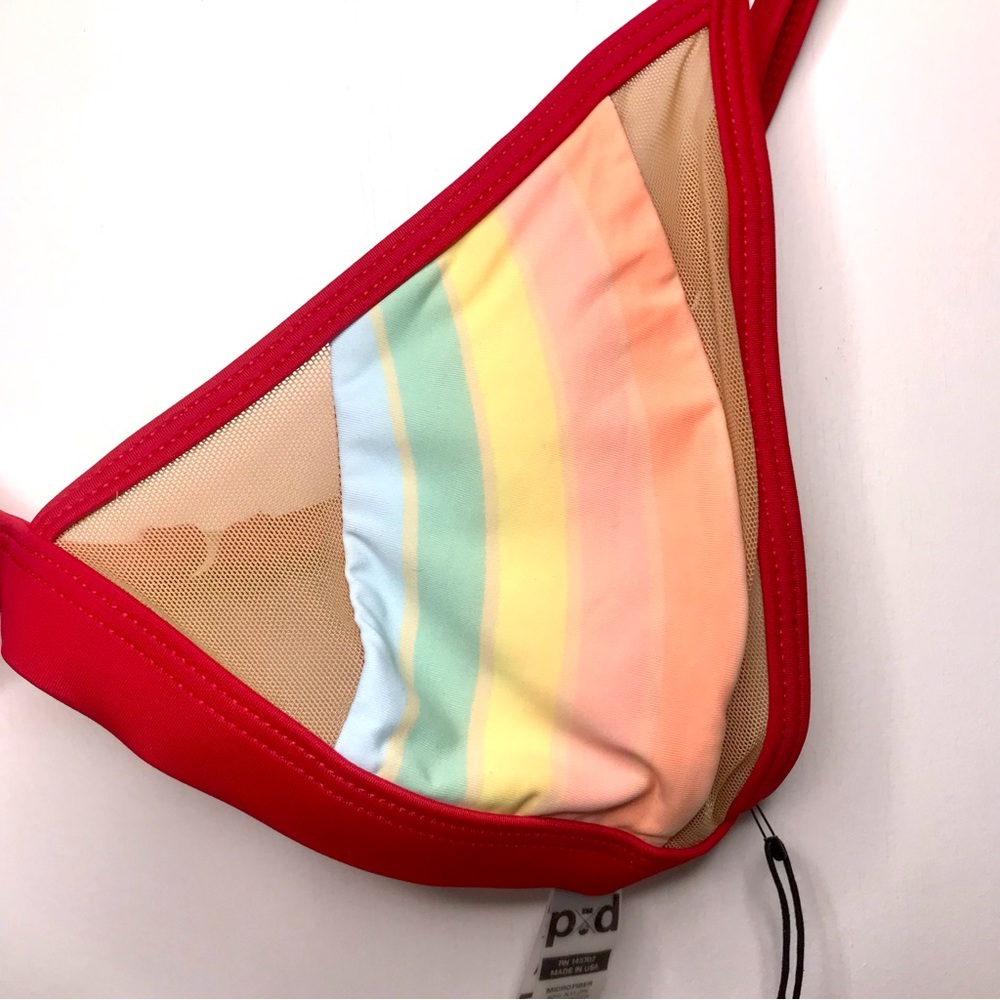 Dolls Kill Pacific & Driftwood Mesh Rainbow Bikini Top - Picture 2 of 5